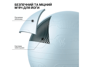 Мяч для фитнеса WCG Balance Pro 65 см Anti-Burst до 500 кг с насосом, фитбол для йоги, пилатеса и беременных, голубой