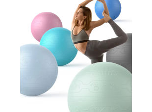 Мяч для фитнеса WCG Balance Pro 65 см Anti-Burst до 500 кг с насосом, фитбол для йоги, пилатеса и беременных, голубой