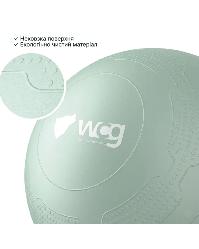 М’яч для фітнесу WCG Balance Pro 65 см Anti-Burst до 500 кг з насосом, фітбол для йоги, пілатесу та вагітних, світло-зелений