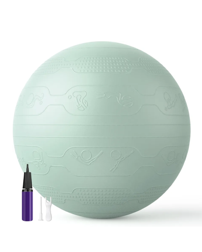 М’яч для фітнесу WCG Balance Pro 65 см Anti-Burst до 500 кг з насосом, фітбол для йоги, пілатесу та вагітних, світло-зелений