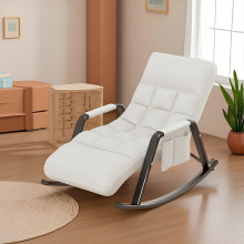 Крісло-гойдалка WCG з м’якою регульованою спинкою 145×60×71 см, білий