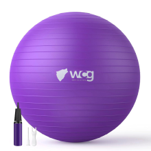 Мяч для фитнеса WCG Balance Pro 65 см Anti-Burst до 500 кг с насосом, фитбол для йоги, пилатеса и беременных, фиолетовый