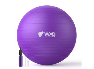 Мяч для фитнеса WCG Balance Pro 65 см Anti-Burst до 500 кг с насосом, фитбол для йоги, пилатеса и беременных, фиолетовый