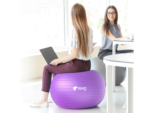Мяч для фитнеса WCG Balance Pro 65 см Anti-Burst до 500 кг с насосом, фитбол для йоги, пилатеса и беременных, фиолетовый
