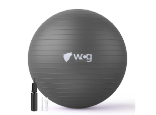 Мяч для фитнеса WCG Balance Pro 75 см Anti-Burst до 500 кг с насосом, фитбол для йоги, пилатеса и беременных, графитовый