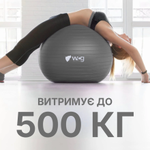 Мяч для фитнеса WCG Balance Pro 75 см Anti-Burst до 500 кг с насосом, фитбол для йоги, пилатеса и беременных, графитовый
