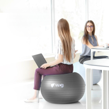 Мяч для фитнеса WCG Balance Pro 75 см Anti-Burst до 500 кг с насосом, фитбол для йоги, пилатеса и беременных, графитовый