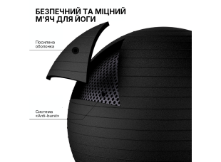 Мяч для фитнеса WCG Balance Pro 85 см Anti-Burst до 500 кг с насосом, фитбол для йоги, пилатеса и беременных, черный