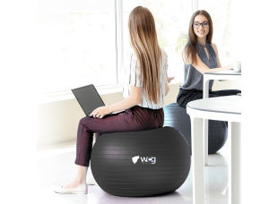 Мяч для фитнеса WCG Balance Pro 85 см Anti-Burst до 500 кг с насосом, фитбол для йоги, пилатеса и беременных, черный
