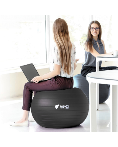 Мяч для фитнеса WCG Balance Pro 85 см Anti-Burst до 500 кг с насосом, фитбол для йоги, пилатеса и беременных, черный