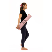 Коврик для йоги WCG Asana 173×61×0,4 см с разметкой для асан и чехлом, пастельно-розовый