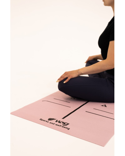 Коврик для йоги WCG Asana 173×61×0,4 см с разметкой для асан и чехлом, пастельно-розовый