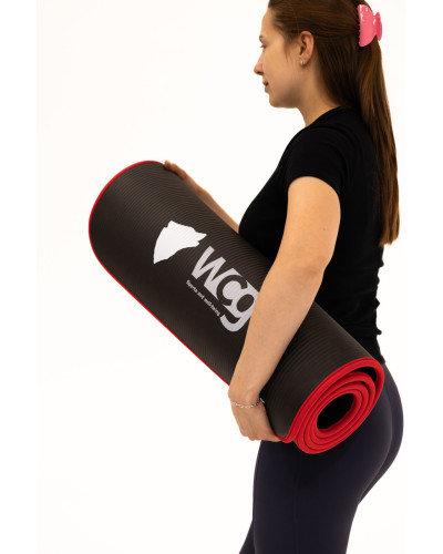 Коврик для йоги и фитнеса WCG ComfortLine NBR 10mm с защитным кантом и разметкой (черный)