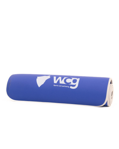 Коврик для йоги и фитнеса WCG ComfortLine NBR 10mm с защитным кантом и разметкой (синий)