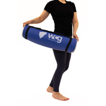 Килимок для йоги та фітнесу WCG ComfortLine NBR 10 mm із захисним кантом і розміткою (синій)