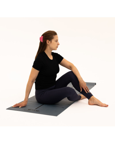 Коврик для йоги WCG Asana 173×61×0,4 см с разметкой для асан и чехлом, темно-зеленый