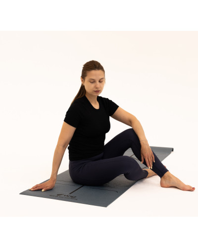 Коврик для йоги WCG Asana 173×61×0,4 см с разметкой для асан и чехлом, темно-зеленый