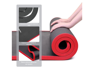 Коврик для йоги и фитнеса WCG ComfortLine NBR 10mm с защитным кантом и разметкой (черный)