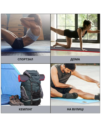 Коврик для йоги и фитнеса WCG ComfortLine NBR 10mm с защитным кантом и разметкой (черный)
