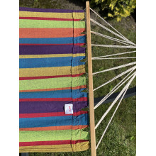 Гамак WCG RIO XXL 200×150 с планками двухместный зелёный радуга